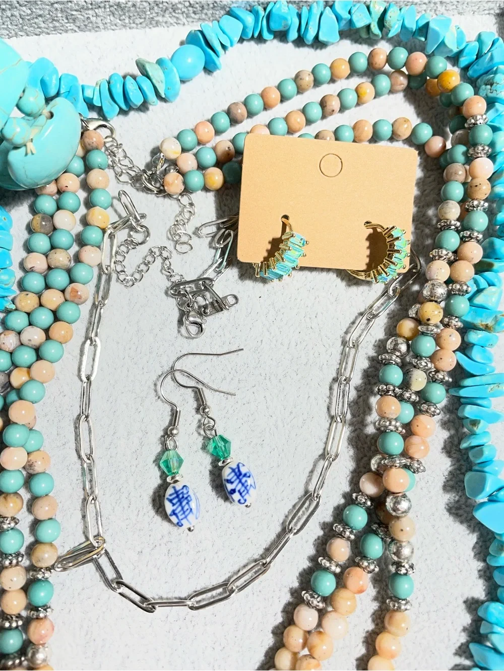 Turquoise Howlite Southwestern Mix Necklaces Earrings Bracelets Lot of 10